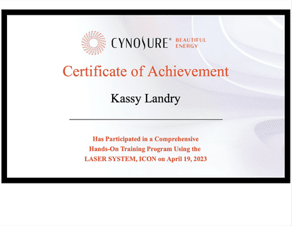 Certificat de Kassy Landry - Cynosure