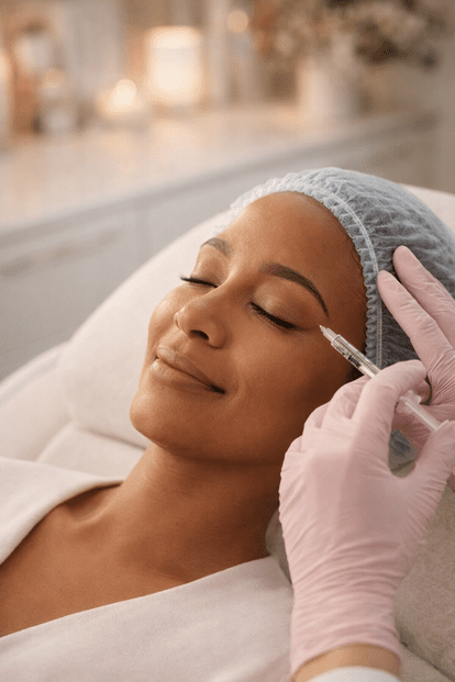 Patiente recevant des soins esthétiques par injections